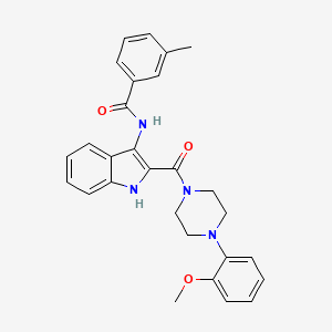 molecular formula C28H28N4O3 B2668527 N-{2-[4-(2-methoxyphenyl)piperazine-1-carbonyl]-1H-indol-3-yl}-3-methylbenzamide CAS No. 1031994-60-1
