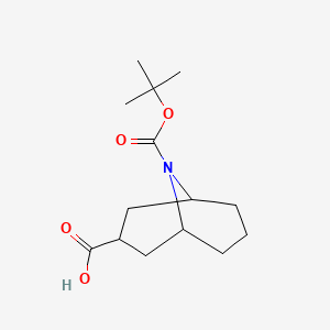 molecular formula C14H23NO4 B2668529 9-(tert-Butoxycarbonyl)-9-azabicyclo[3.3.1]nonane-3-carboxylic acid CAS No. 1823266-68-7