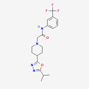 2-(4-(5-isopropyl-1,3,4-oxadiazol-2-yl)piperidin-1-yl)-N-(3-(trifluoromethyl)phenyl)acetamide