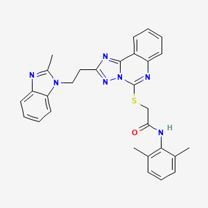 molecular formula C29H27N7OS B2668553 N-(2,6-dimethylphenyl)-2-({2-[2-(2-methyl-1H-1,3-benzodiazol-1-yl)ethyl]-[1,2,4]triazolo[1,5-c]quinazolin-5-yl}sulfanyl)acetamide CAS No. 896798-29-1