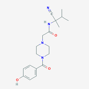 N-(2-Cyano-3-methylbutan-2-yl)-2-[4-(4-hydroxybenzoyl)piperazin-1-yl]acetamide