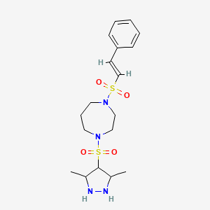 1-[(3,5-dimethyl-1H-pyrazol-4-yl)sulfonyl]-4-[(E)-2-phenylethenesulfonyl]-1,4-diazepane