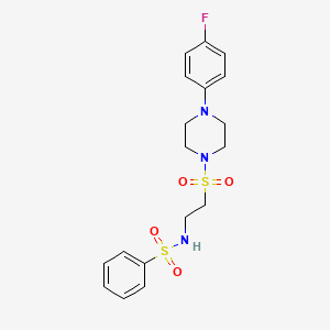 molecular formula C18H22FN3O4S2 B2668578 N-(2-((4-(4-fluorophenyl)piperazin-1-yl)sulfonyl)ethyl)benzenesulfonamide CAS No. 897622-16-1