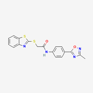 2-(benzo[d]thiazol-2-ylthio)-N-(4-(3-methyl-1,2,4-oxadiazol-5-yl)phenyl)acetamide