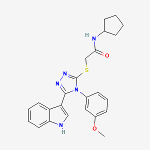 2-((5-(1H-indol-3-yl)-4-(3-methoxyphenyl)-4H-1,2,4-triazol-3-yl)thio)-N-cyclopentylacetamide