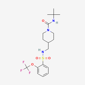 molecular formula C18H26F3N3O4S B2668678 N-TERT-BUTYL-4-{[2-(TRIFLUOROMETHOXY)BENZENESULFONAMIDO]METHYL}PIPERIDINE-1-CARBOXAMIDE CAS No. 1796961-17-5