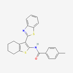 molecular formula C23H20N2OS2 B2668718 N-[3-(1,3-benzothiazol-2-yl)-4,5,6,7-tetrahydro-1-benzothiophen-2-yl]-4-methylbenzamide CAS No. 392236-25-8