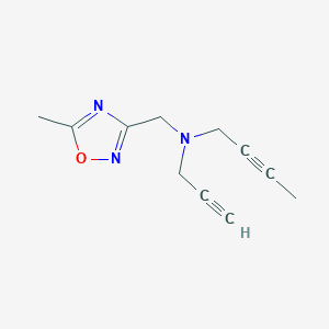 molecular formula C11H13N3O B2668722 N-[(5-Methyl-1,2,4-oxadiazol-3-yl)methyl]-N-prop-2-ynylbut-2-yn-1-amine CAS No. 1436314-56-5