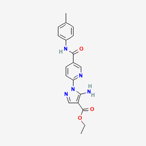 molecular formula C19H19N5O3 B2668779 ethyl 5-amino-1-{5-[(4-methylphenyl)carbamoyl]pyridin-2-yl}-1H-pyrazole-4-carboxylate CAS No. 1189662-88-1
