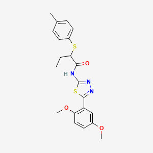 molecular formula C21H23N3O3S2 B2668783 N-(5-(2,5-dimethoxyphenyl)-1,3,4-thiadiazol-2-yl)-2-(p-tolylthio)butanamide CAS No. 394238-46-1