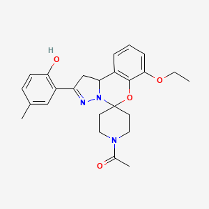 molecular formula C25H29N3O4 B2668784 1-(7-Ethoxy-2-(2-hydroxy-5-methylphenyl)-1,10b-dihydrospiro[benzo[e]pyrazolo[1,5-c][1,3]oxazine-5,4'-piperidin]-1'-yl)ethanone CAS No. 899728-07-5