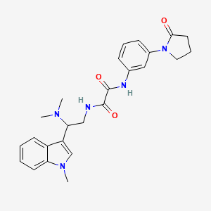 molecular formula C25H29N5O3 B2668838 N-[2-(dimethylamino)-2-(1-methyl-1H-indol-3-yl)ethyl]-N'-[3-(2-oxopyrrolidin-1-yl)phenyl]ethanediamide CAS No. 1396851-77-6