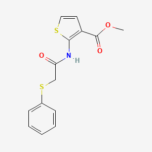 molecular formula C14H13NO3S2 B2668844 methyl 2-[2-(phenylsulfanyl)acetamido]thiophene-3-carboxylate CAS No. 895487-08-8