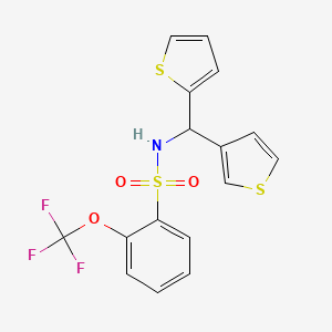 molecular formula C16H12F3NO3S3 B2668851 N-(thiophen-2-yl(thiophen-3-yl)methyl)-2-(trifluoromethoxy)benzenesulfonamide CAS No. 2034515-35-8