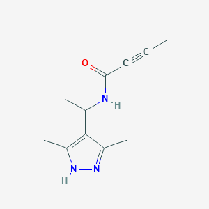 molecular formula C11H15N3O B2668857 N-[1-(3,5-Dimethyl-1H-pyrazol-4-yl)ethyl]but-2-ynamide CAS No. 2411198-78-0