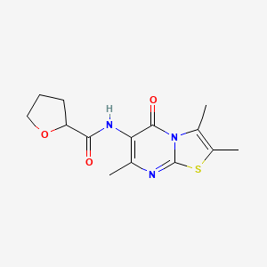 molecular formula C14H17N3O3S B2668907 N-(2,3,7-trimethyl-5-oxo-5H-thiazolo[3,2-a]pyrimidin-6-yl)tetrahydrofuran-2-carboxamide CAS No. 1021074-15-6