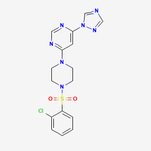 molecular formula C16H16ClN7O2S B2668934 4-(4-((2-chlorophenyl)sulfonyl)piperazin-1-yl)-6-(1H-1,2,4-triazol-1-yl)pyrimidine CAS No. 1798516-96-7