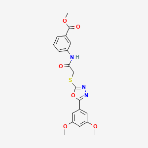 molecular formula C20H19N3O6S B2668975 Methyl 3-(2-((5-(3,5-dimethoxyphenyl)-1,3,4-oxadiazol-2-yl)thio)acetamido)benzoate CAS No. 838816-57-2