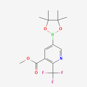 molecular formula C14H17BF3NO4 B2669008 Methyl 5-(4,4,5,5-tetramethyl-1,3,2-dioxaborolan-2-yl)-2-(trifluoromethyl)pyridine-3-carboxylate CAS No. 1622217-18-8