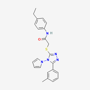 molecular formula C23H23N5OS B2669009 N-(4-ethylphenyl)-2-{[5-(3-methylphenyl)-4-(1H-pyrrol-1-yl)-4H-1,2,4-triazol-3-yl]sulfanyl}acetamide CAS No. 898371-75-0