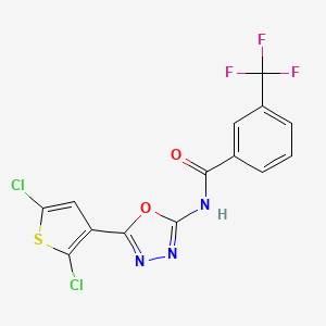 molecular formula C14H6Cl2F3N3O2S B2669011 N-(5-(2,5-dichlorothiophen-3-yl)-1,3,4-oxadiazol-2-yl)-3-(trifluoromethyl)benzamide CAS No. 1170240-30-8