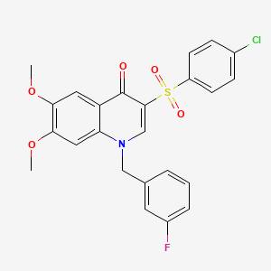 3-(4-Chlorophenyl)sulfonyl-1-[(3-fluorophenyl)methyl]-6,7-dimethoxyquinolin-4-one