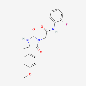 molecular formula C19H18FN3O4 B2669084 N-(2-fluorophenyl)-2-[4-(4-methoxyphenyl)-4-methyl-2,5-dioxoimidazolidin-1-yl]acetamide CAS No. 1052560-81-2