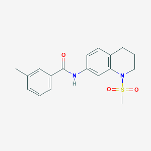 molecular formula C18H20N2O3S B2669111 N-(1-methanesulfonyl-1,2,3,4-tetrahydroquinolin-7-yl)-3-methylbenzamide CAS No. 946299-15-6