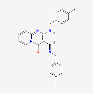molecular formula C25H24N4O B2669121 (E)-2-((4-methylbenzyl)amino)-3-(((4-methylbenzyl)imino)methyl)-4H-pyrido[1,2-a]pyrimidin-4-one CAS No. 518984-87-7