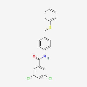 molecular formula C20H15Cl2NOS B2669140 3,5-dichloro-N-{4-[(phenylsulfanyl)methyl]phenyl}benzenecarboxamide CAS No. 321431-81-6