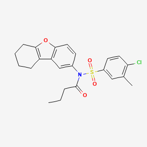molecular formula C23H24ClNO4S B2669163 N-(4-chloro-3-methylbenzenesulfonyl)-N-{8-oxatricyclo[7.4.0.0^{2,7}]trideca-1(9),2,4,6-tetraen-4-yl}butanamide CAS No. 518322-11-7