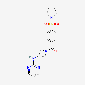 molecular formula C18H21N5O3S B2669199 N-{1-[4-(pyrrolidine-1-sulfonyl)benzoyl]azetidin-3-yl}pyrimidin-2-amine CAS No. 2191213-49-5
