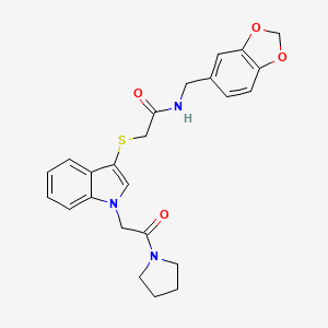 N-(1,3-benzodioxol-5-ylmethyl)-2-{[1-(2-oxo-2-pyrrolidin-1-ylethyl)-1H-indol-3-yl]thio}acetamide