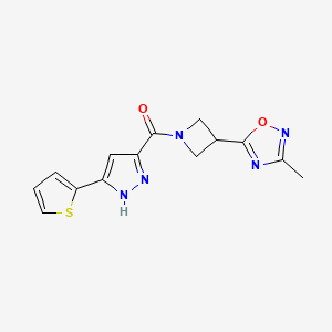 (3-(3-methyl-1,2,4-oxadiazol-5-yl)azetidin-1-yl)(3-(thiophen-2-yl)-1H-pyrazol-5-yl)methanone