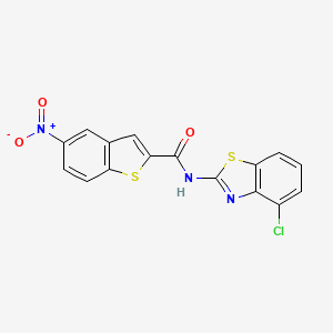 molecular formula C16H8ClN3O3S2 B2669217 N-(4-chloro-1,3-benzothiazol-2-yl)-5-nitro-1-benzothiophene-2-carboxamide CAS No. 391867-36-0