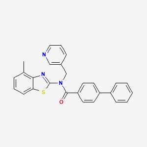 molecular formula C27H21N3OS B2669227 N-(4-methylbenzo[d]thiazol-2-yl)-N-(pyridin-3-ylmethyl)-[1,1'-biphenyl]-4-carboxamide CAS No. 922574-10-5