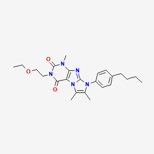 molecular formula C24H31N5O3 B2669275 8-(4-butylphenyl)-3-(2-ethoxyethyl)-1,6,7-trimethyl-1H-imidazo[2,1-f]purine-2,4(3H,8H)-dione CAS No. 896301-71-6