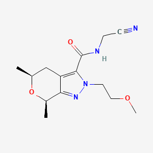 molecular formula C14H20N4O3 B2669280 (5S,7R)-N-(Cyanomethyl)-2-(2-methoxyethyl)-5,7-dimethyl-5,7-dihydro-4H-pyrano[3,4-c]pyrazole-3-carboxamide CAS No. 2418596-26-4