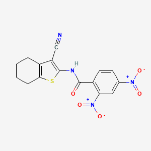 molecular formula C16H12N4O5S B2669300 N-(3-cyano-4,5,6,7-tetrahydro-1-benzothiophen-2-yl)-2,4-dinitrobenzamide CAS No. 321967-69-5