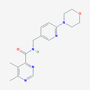 molecular formula C17H21N5O2 B2669338 5,6-Dimethyl-N-[(6-morpholin-4-ylpyridin-3-yl)methyl]pyrimidine-4-carboxamide CAS No. 2415569-55-8