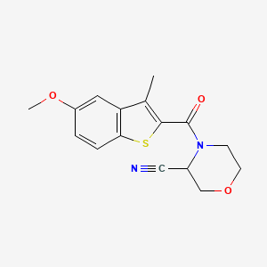 molecular formula C16H16N2O3S B2669343 4-(5-Methoxy-3-methyl-1-benzothiophene-2-carbonyl)morpholine-3-carbonitrile CAS No. 1394786-18-5