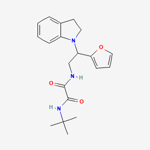 molecular formula C20H25N3O3 B2669347 N1-(叔丁基)-N2-(2-(呋喃-2-基)-2-(吲哚啉-1-基)乙基)草酰胺 CAS No. 903286-42-0