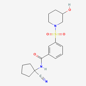 molecular formula C18H23N3O4S B2669369 N-(1-cyanocyclopentyl)-3-[(3-hydroxypiperidin-1-yl)sulfonyl]benzamide CAS No. 2094432-43-4