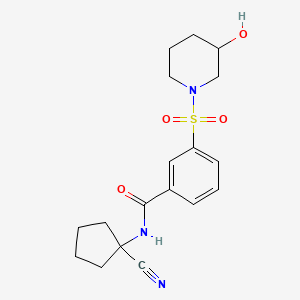 N-(1-cyanocyclopentyl)-3-[(3-hydroxypiperidin-1-yl)sulfonyl]benzamide