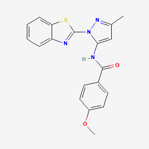 B2669383 N-[2-(1,3-benzothiazol-2-yl)-5-methylpyrazol-3-yl]-4-methoxybenzamide CAS No. 380489-84-9