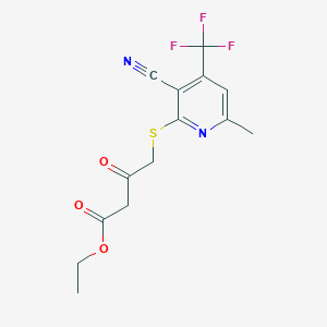 Ethyl 4-{[3-cyano-6-methyl-4-(trifluoromethyl)pyridin-2-yl]sulfanyl}-3-oxobutanoate