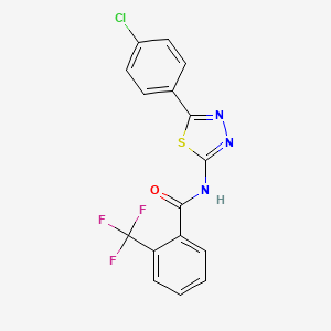 molecular formula C16H9ClF3N3OS B2669502 N-[5-(4-chlorophenyl)-1,3,4-thiadiazol-2-yl]-2-(trifluoromethyl)benzamide CAS No. 179232-92-9
