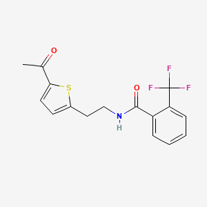 molecular formula C16H14F3NO2S B2669538 N-(2-(5-acetylthiophen-2-yl)ethyl)-2-(trifluoromethyl)benzamide CAS No. 2034436-98-9