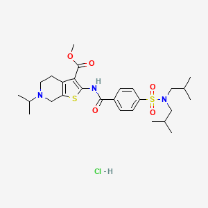 molecular formula C27H40ClN3O5S2 B2669620 methyl 2-(4-(N,N-diisobutylsulfamoyl)benzamido)-6-isopropyl-4,5,6,7-tetrahydrothieno[2,3-c]pyridine-3-carboxylate hydrochloride CAS No. 1216823-08-3