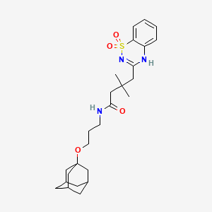 molecular formula C26H37N3O4S B2669633 N-[3-(adamantan-1-yloxy)propyl]-4-(1,1-dioxo-4H-1lambda6,2,4-benzothiadiazin-3-yl)-3,3-dimethylbutanamide CAS No. 1019170-38-7